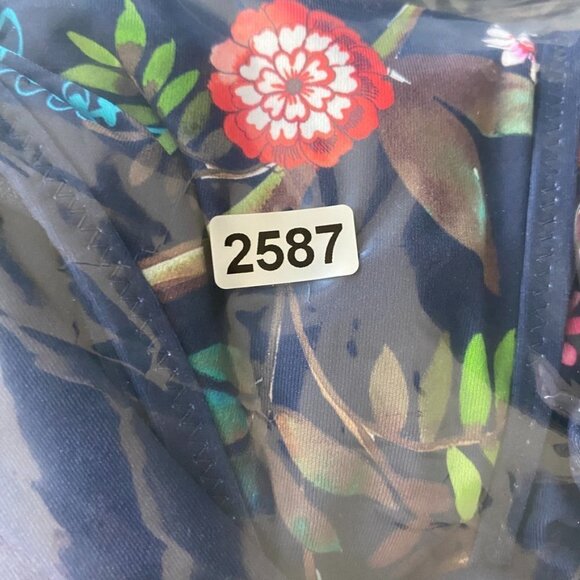 Johnny Was One Shoulder Bloom One Piece Swim Suit Womens Small Blue - Picture 9 of 9